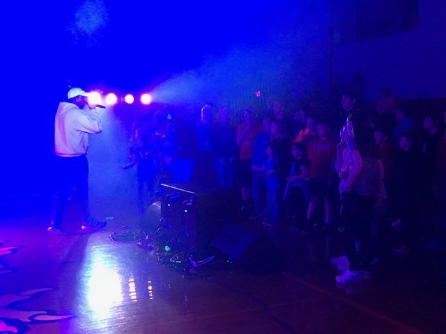 Beacon performing in front of Odin student crowd.