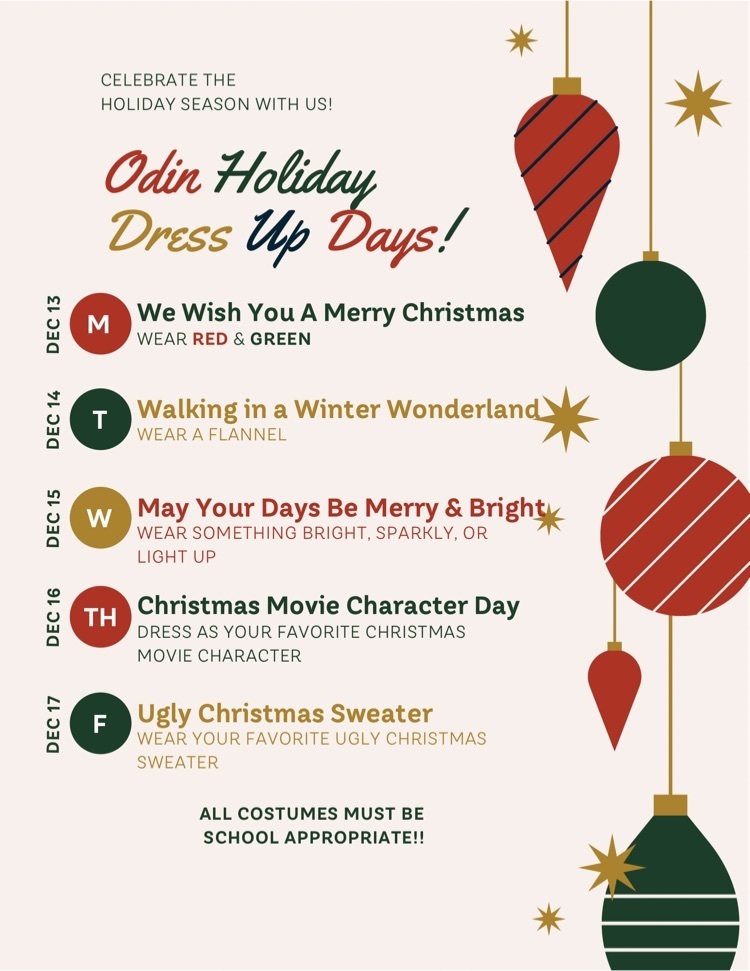 Odin Holiday Dress Up Days 