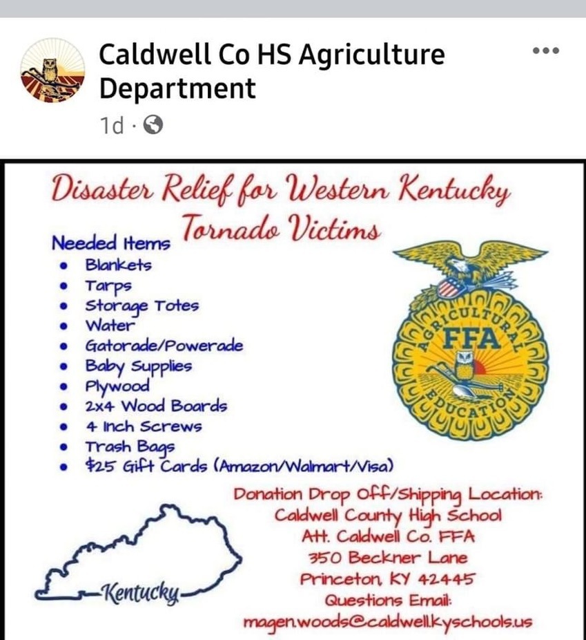 Caldwell Co HS Ag Dept Help