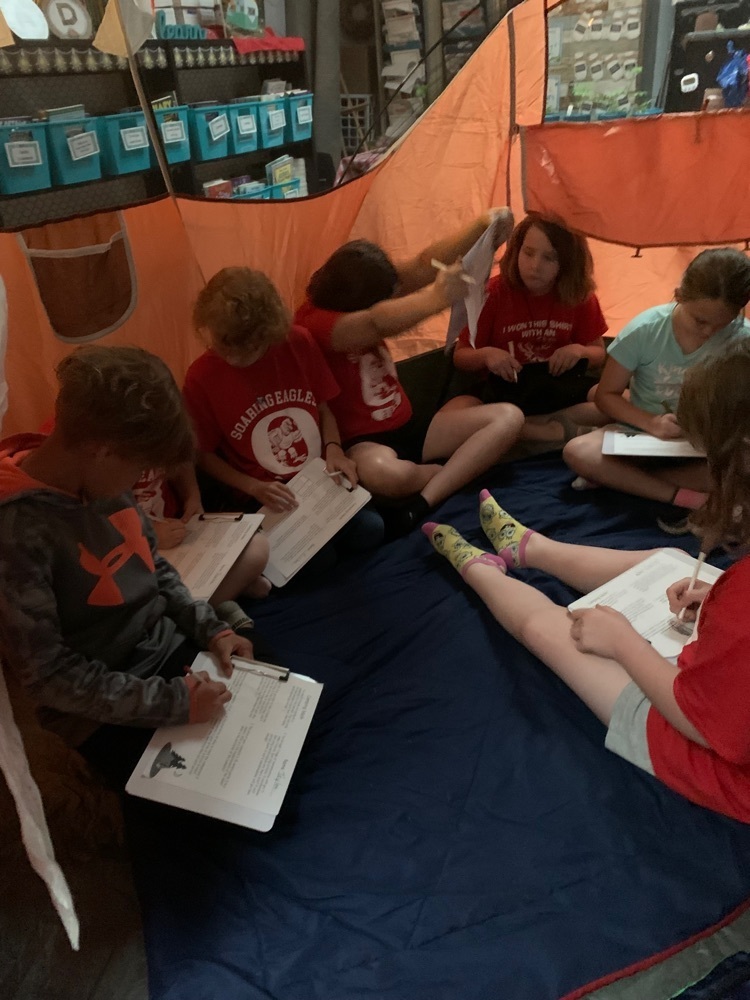reading in the tent